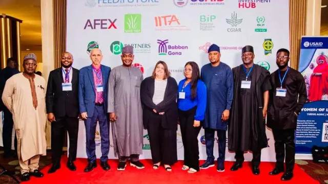 Ms Michelle Corzine (5th from right) with other participants at a partnership meeting with some stakeholders on Monday in Abuja
